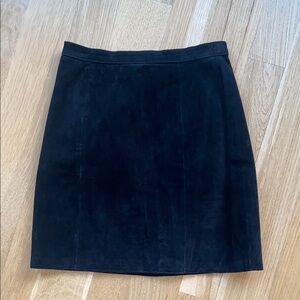VINTAGE 90s Genuine Suede Leather Skirt Lined 1990s Jay Jacobs Jet Black